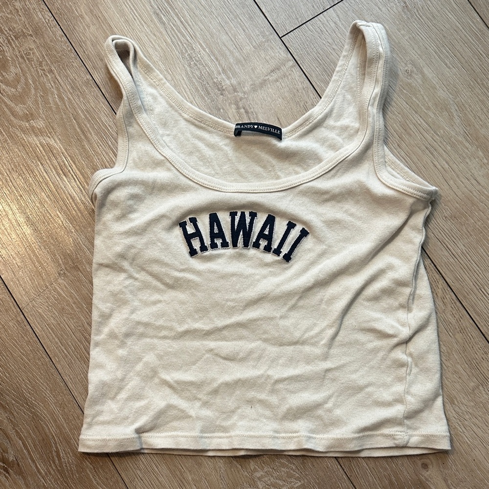 Brandy Melville Beige 'Hawaii' Tank Top